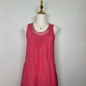 spense blouse top flowy crinkle sleeveless coquette chic pink side slit NB26791